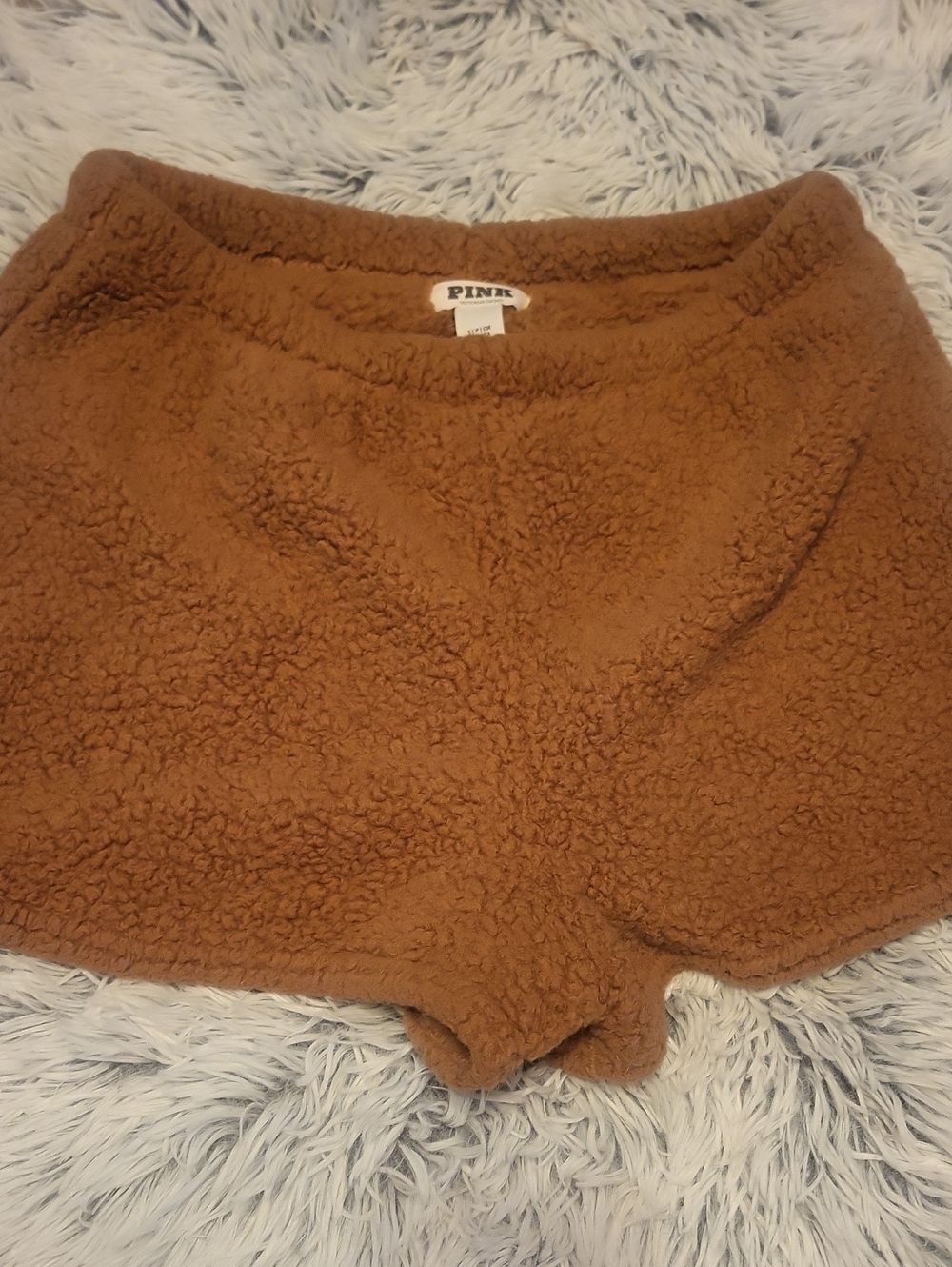 PINK Victoria's Secret Plush Sherpa Lounge Shorts — Brown